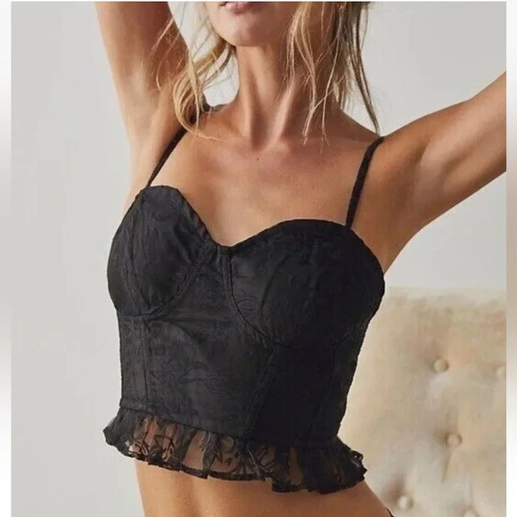 Free People Now Or Never Corset Top in Black Size L - Picture 1 of 11